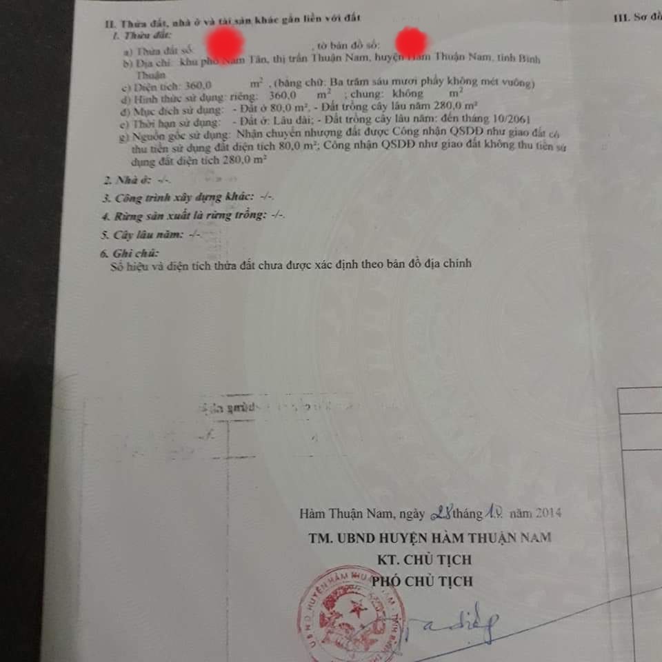 BÁN LÔ ĐẤT THỔ CƯ NGAY TRUNG TÂM HUYỆN HÀM THUẬN NAM