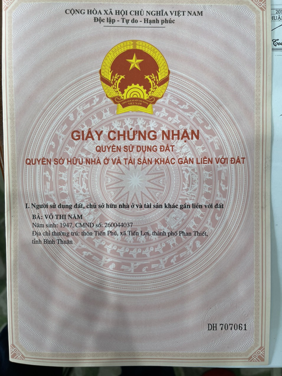 Bán đất lúa thôn Tiến Phú, xã Tiến Lợi, Phan Thiết.