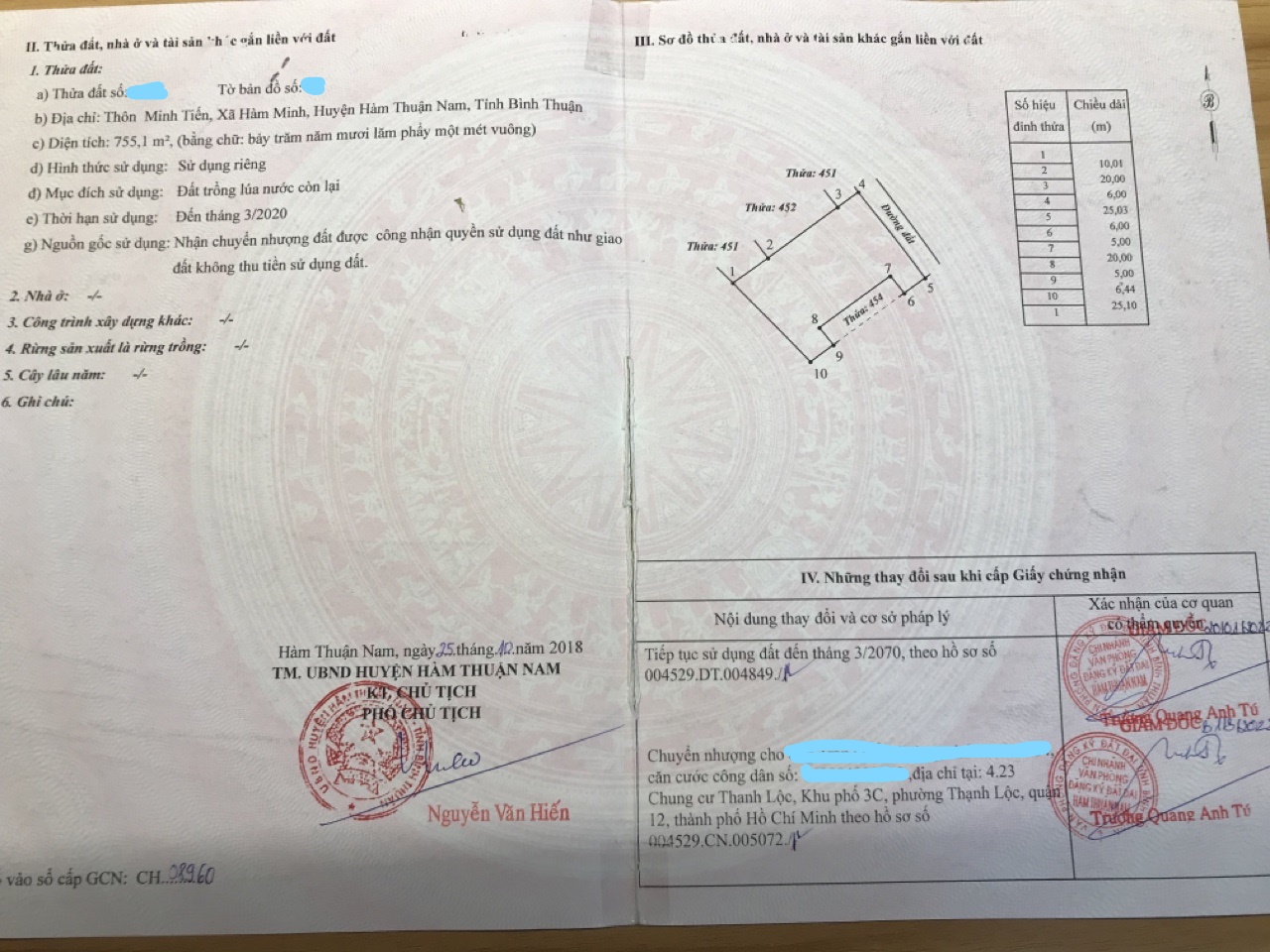 Bán nhanh  855,1 m2 có 100m2 thổ cư